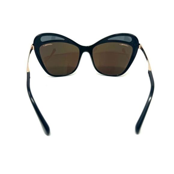 Chanel Cat‑Eye Mirrored Sunglasses – Black Acetate, CC Logo Temples with Case - Picture 7 of 10